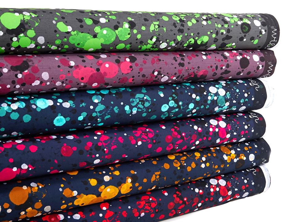 Wild&Free Grunge Dots Stretch French Terry, Gray-Neon by Mamasliebchen