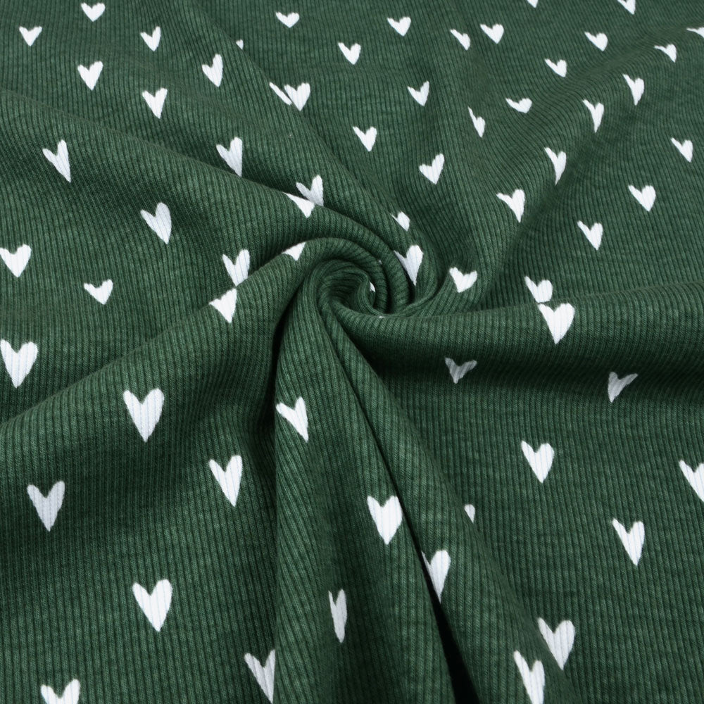 Hearts Organic Ribbed Knit, Forest Green