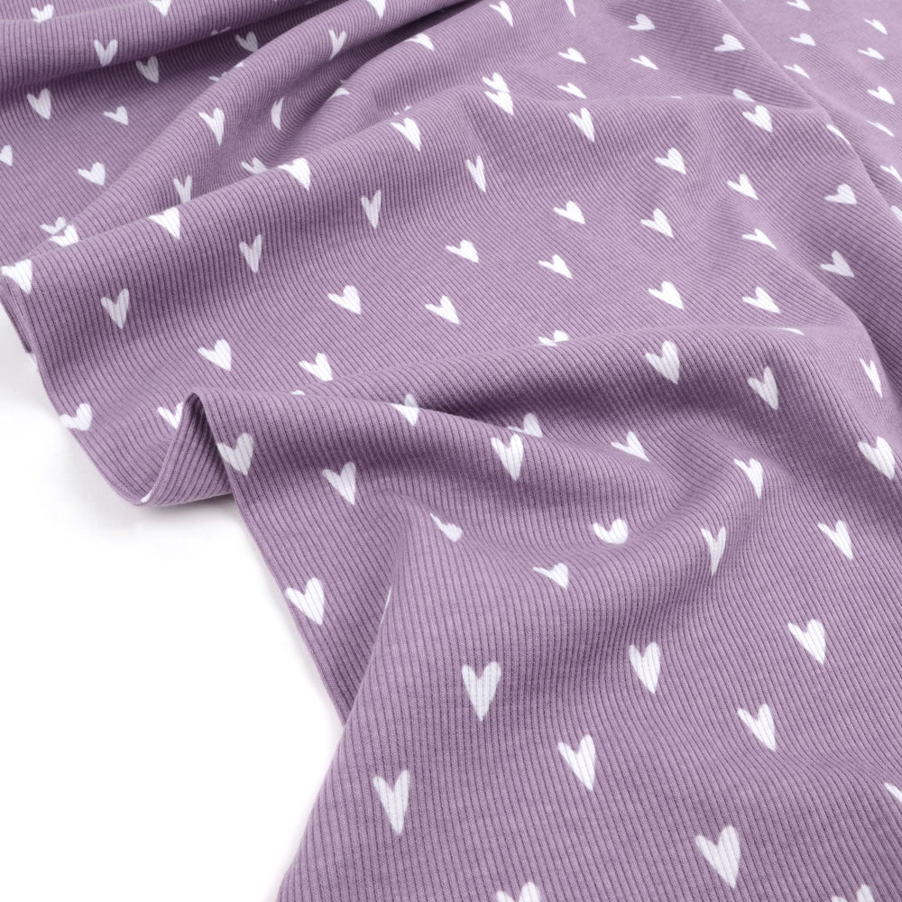 Hearts Organic Ribbed Knit, Lilac