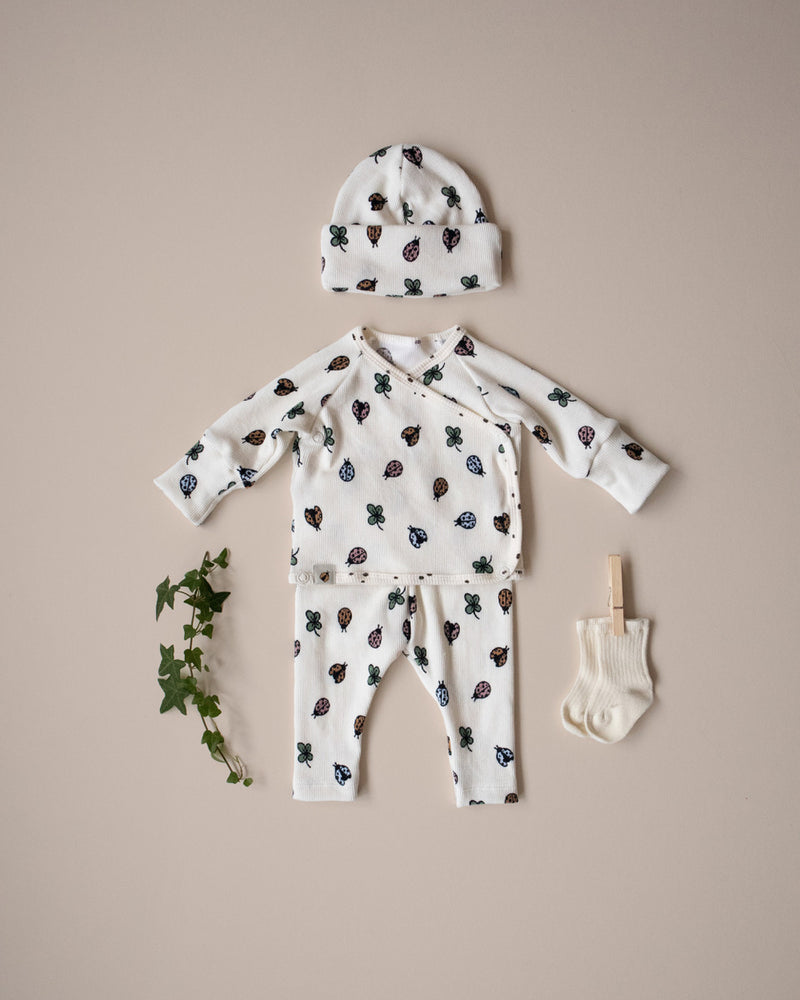 Ladybugs Organic Ribbed Knit, Cream