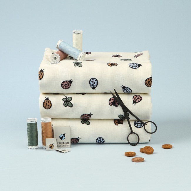 Ladybugs Organic Ribbed Knit, Cream