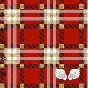 
            
                Load image into Gallery viewer, Plaid Organic Jersey, Red-Gold Glitter by Wcollection
            
        