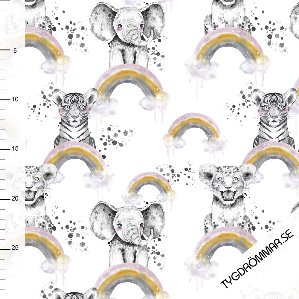 Rainbow Animals Organic Jersey, White
