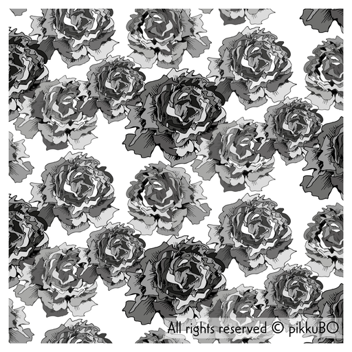 Roses Stretch French Terry, Gray on White by Selia