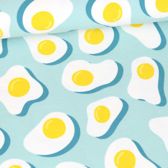 Sunny Side Up *Reverse Print* Stretch French Terry, Light Blue