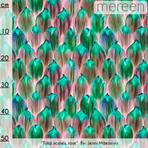 Tulip Scales Organic Jersey, Rose-Teal