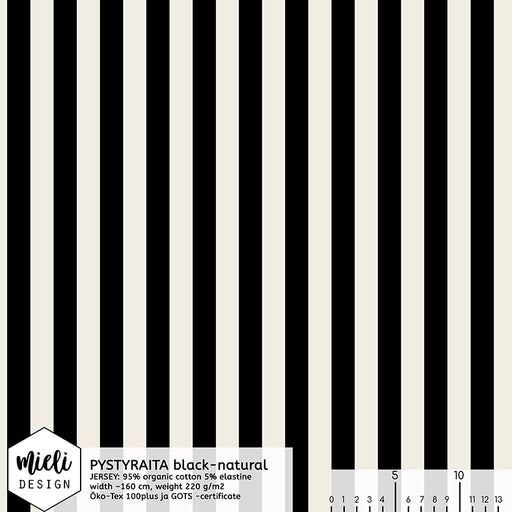 Vertical Stripes Organic Jersey, Black-Natural