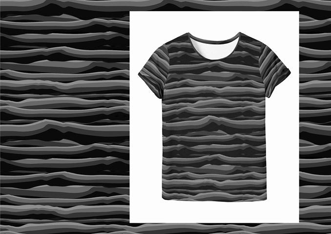 Wavy Stripes Jersey, Black Tonal by Swafing