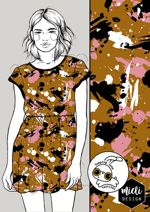 Splatter Organic French Terry, Caramel