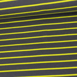 Yarn Dyed Stripes Stretch French Terry, Gray & Lemon