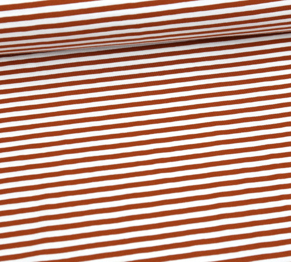 
            
                Load image into Gallery viewer, Yarn Dyed Stripes Jersey, Rust-White
            
        