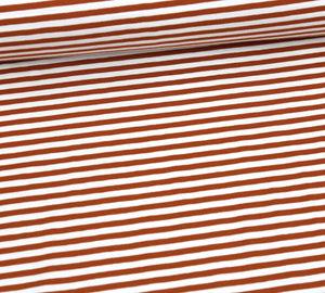 
            
                Load image into Gallery viewer, Yarn Dyed Stripes Jersey, Rust-White
            
        